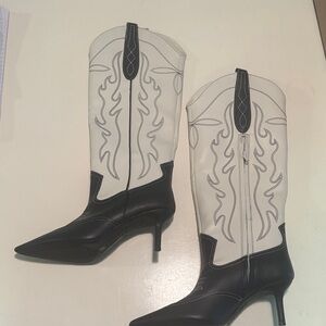 INC International Concepts Black and White Heeled Boots